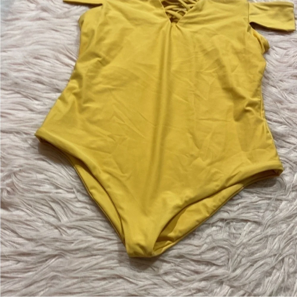 Frankie's Bikinis Yellow One Piece Swimsuit